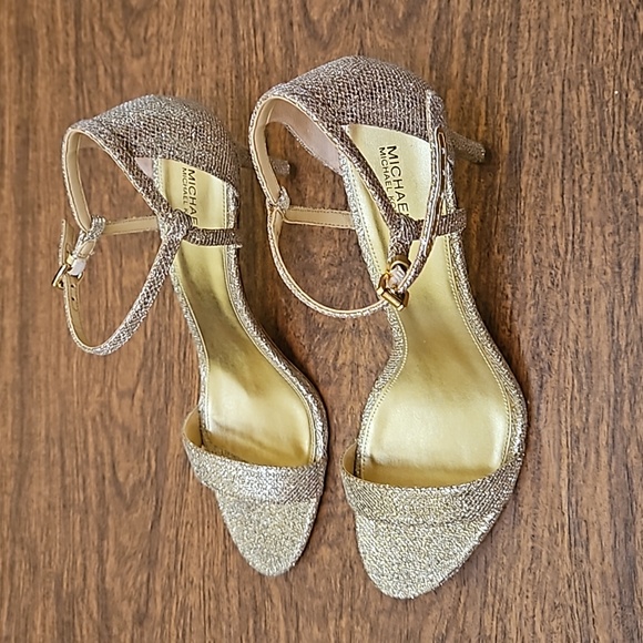 Michael Kors Sz 11M glitter gold round toe 3 in heel stiletto in original box - Picture 3 of 6